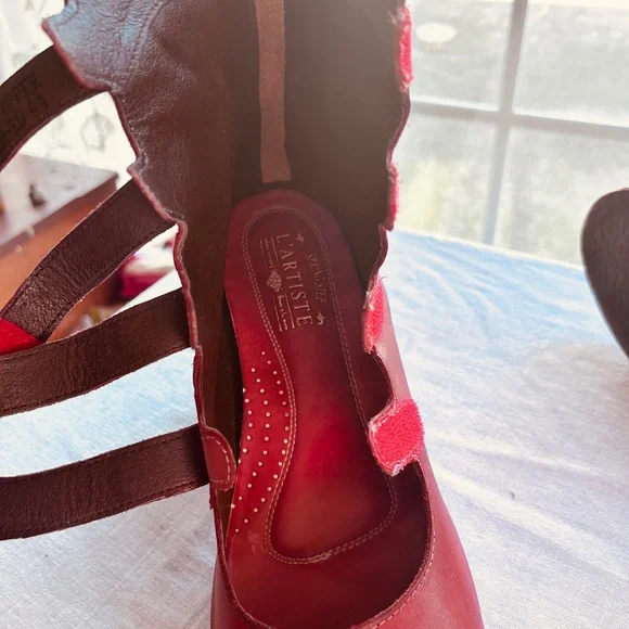 L’artiste by Spring Multi-strapped Ankle Boots, red - Picture 5 of 9